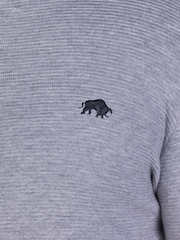 Raging Bull Grey Classic Ribbed Quarter Zip Knit 100% Cotton Sweater - Image 5 of 5
