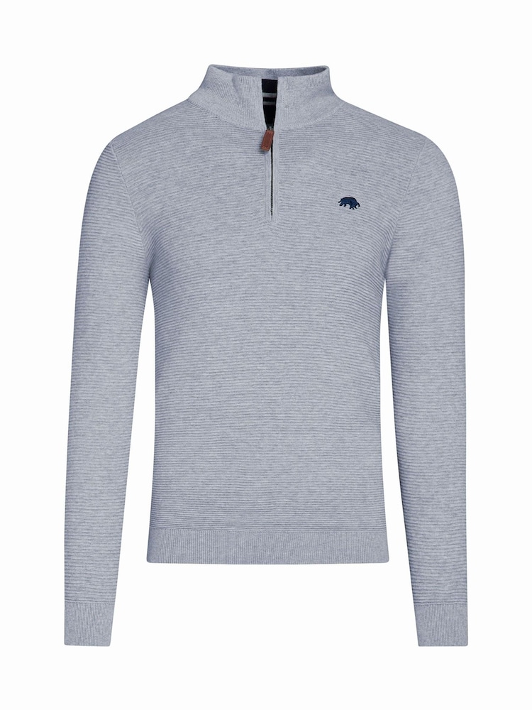 Raging Bull Grey Classic Ribbed Quarter Zip Knit 100% Cotton Sweater - Image 6 of 6 Raging Bull Grey Classic Ribbed Quarter Zip Knit 100% Cotton Sweater - Image 6 of 6