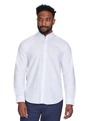 Raging Bull Long Sleeve Classic 100% Cotton Oxford White Shirt - Image 1 of 8