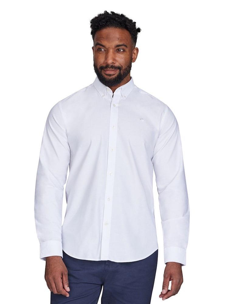 Raging Bull Long Sleeve Classic 100% Cotton Oxford White Shirt - Image 1 of 8