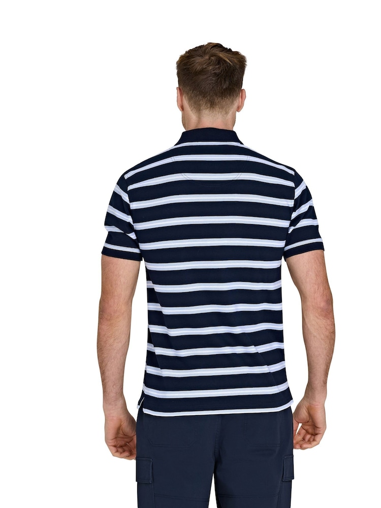 Raging Bull Blue Classic Triple Stripe Birdseye 100% Cotton Polo Shirt - Image 2 of 5