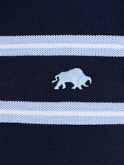 Raging Bull Blue Classic Triple Stripe Birdseye 100% Cotton Polo Shirt - Image 4 of 5
