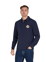 Raging Bull Blue Classic Long Sleeve Rugby 100% Cotton Shirt - Image 1 of 5