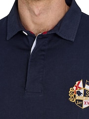Raging Bull Blue Classic Long Sleeve Rugby 100% Cotton Shirt - Image 2 of 5