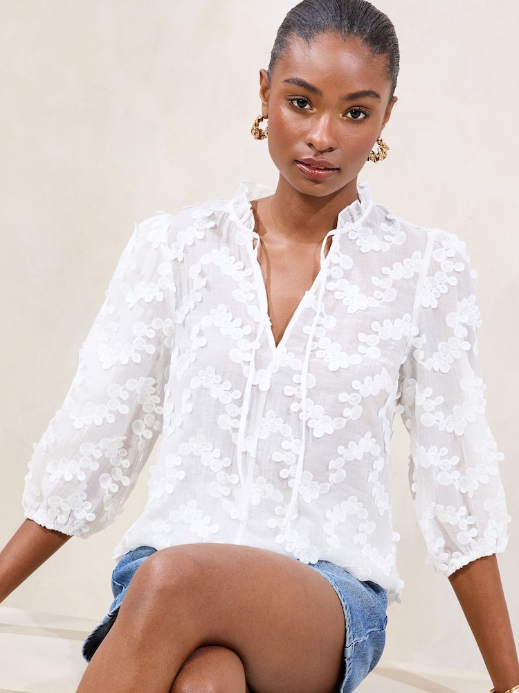 Lipsy 3/4 Sleeve 3D Fabric Blouse - Imagen 1 de 5
