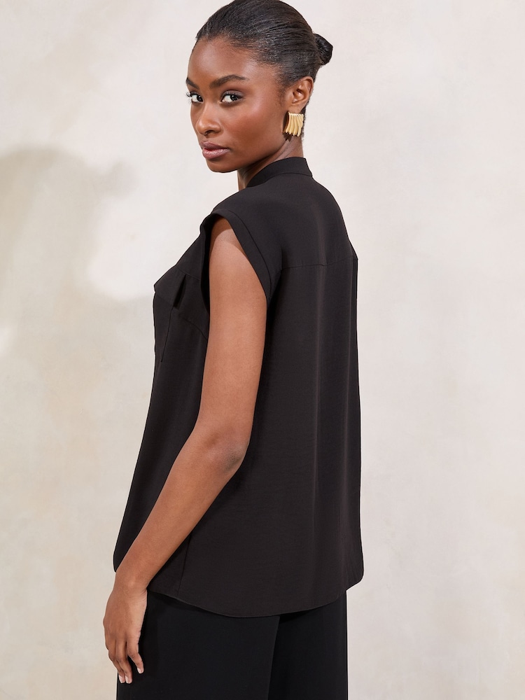 Lipsy Black Zip Front Utility Pocket Blouse - Image 4 of 5