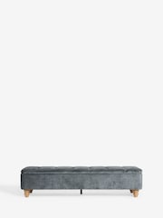 Plush Chenille Slate Blue Hartford Medium Ottoman Blanket Box - Image 2 of 8