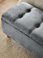 Plush Chenille Slate Blue Hartford Medium Ottoman Blanket Box - Image 5 of 8