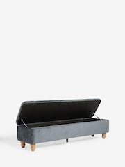 Plush Chenille Slate Blue Hartford Medium Ottoman Blanket Box - Image 6 of 8