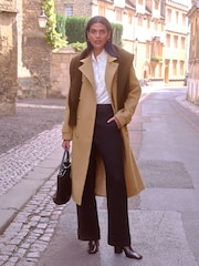 Love & Roses Camel Petite Funnel Neck Wrap Coat - Image 3 of 4