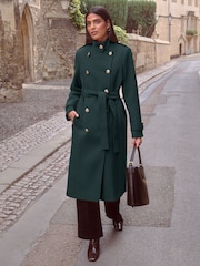 Love & Roses Teal Blue Petite Funnel Neck Wrap Coat - Image 1 of 4