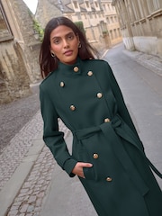 Love & Roses Teal Blue Petite Funnel Neck Wrap Coat - Image 4 of 4