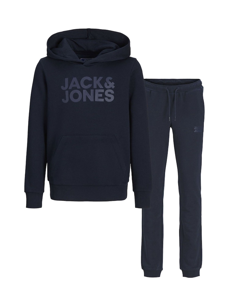 JACK & JONES JUNIOR Blue Hooded Sweat and Jogger Set - Image 1 of 3