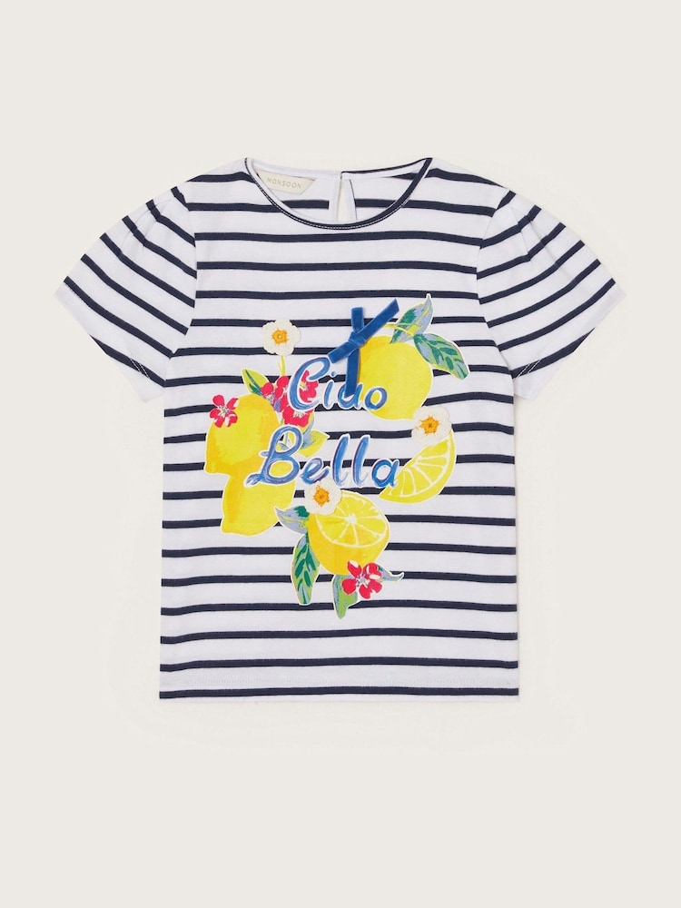 Monsoon Natural Ciao Bella Stripe T-Shirt - Image 1 of 3