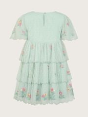 Monsoon Green Floral Embroidered Tiered Tulle Dress - Image 3 of 4