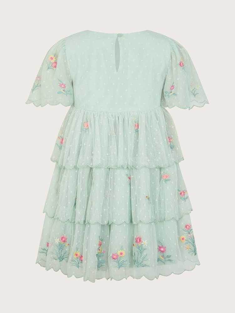 Rochie din tul cu etaje cu broderie florală Monsoon - Image 3 of 4