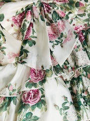 Monsoon Natural Raye Rose Print Organza Ruffle Dress - Image 4 of 4