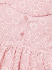 Monsoon Pink Floral Embroidered Flute Sleeve Dress - Image 3 of 3