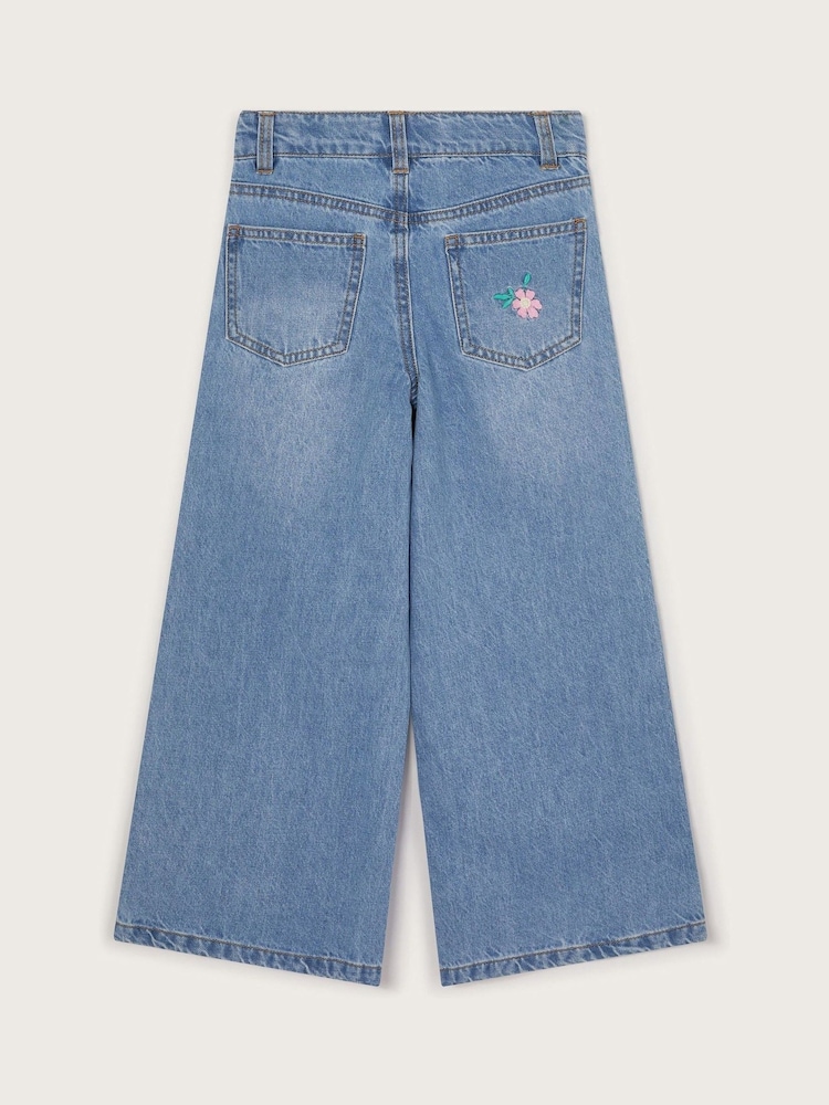Monsoon Blue Dove Appliqué 100% Cotton Denim Jeans - Image 3 of 4
