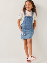 Monsoon Blue Denim 100% Cotton Dungaree Pinafore Dress - Image 1 of 4