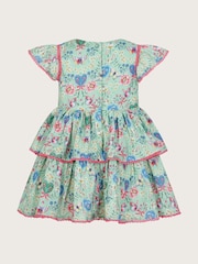 Monsoon Green Baby All-Over Butterfly Print 100% Cotton Dress - Image 2 of 3