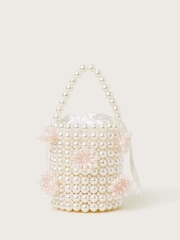 Monsoon Natural Pearl Beaded Flower Bucket Bag - Image 1 of 4