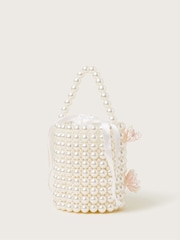 Monsoon Natural Pearl Beaded Flower Bucket Bag - Image 2 of 4