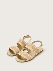 Monsoon Gold Woven Whipstitch Strappy Sandals - Image 1 of 3