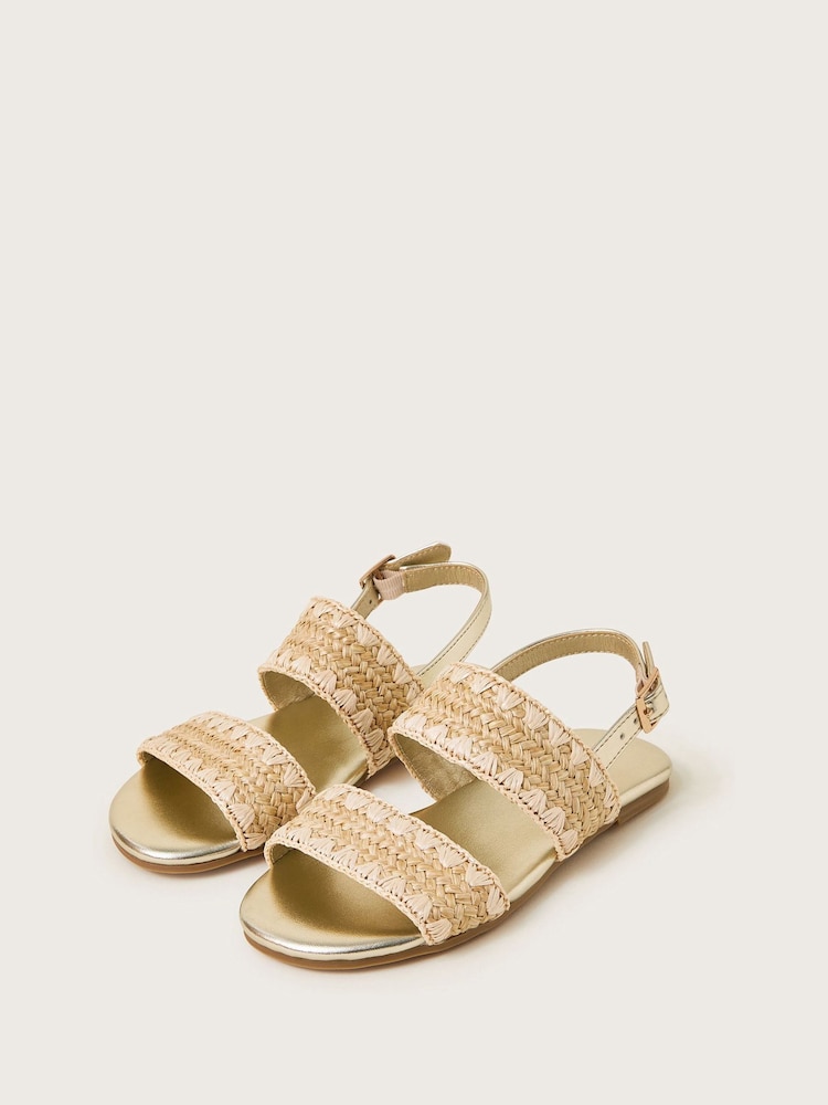Monsoon Gold Woven Whipstitch Strappy Sandals - Image 1 of 3