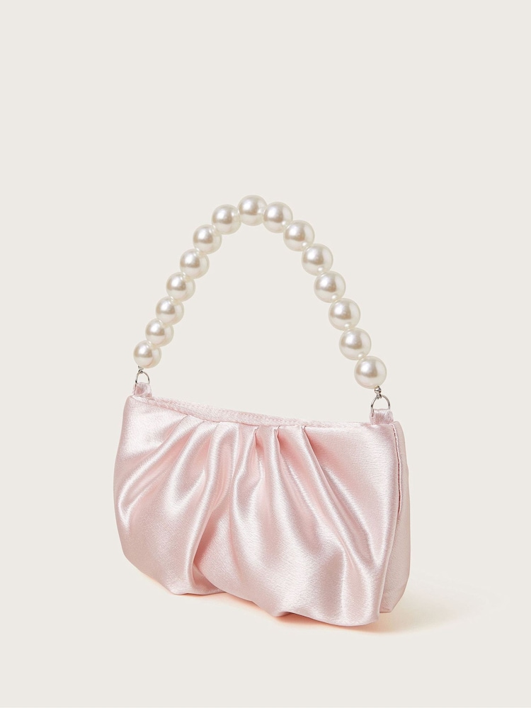 Monsoon Nude Pearl Strap Satin Party Bag - Image 2 of 4