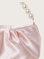 Monsoon Nude Pearl Strap Satin Party Bag - Image 4 of 4