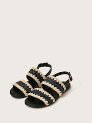 Monsoon Black Woven Whipstitch Strappy Sandals - Image 1 of 3