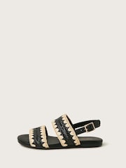 Monsoon Black Woven Whipstitch Strappy Sandals - Image 2 of 3