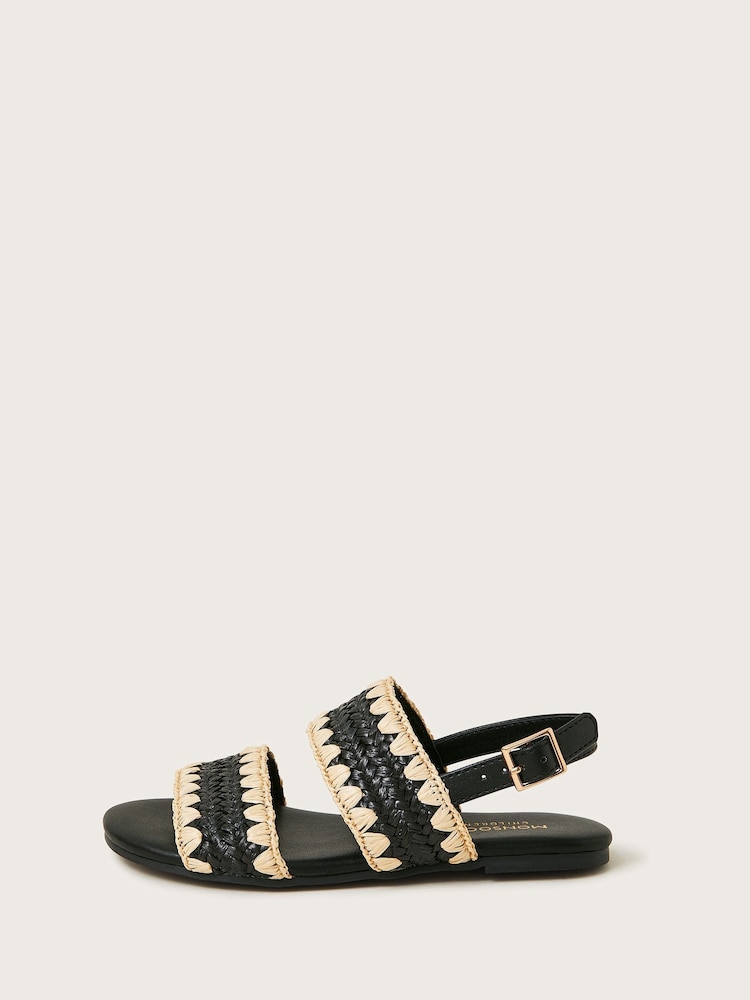 Monsoon Black Woven Whipstitch Strappy Sandals - Image 2 of 3