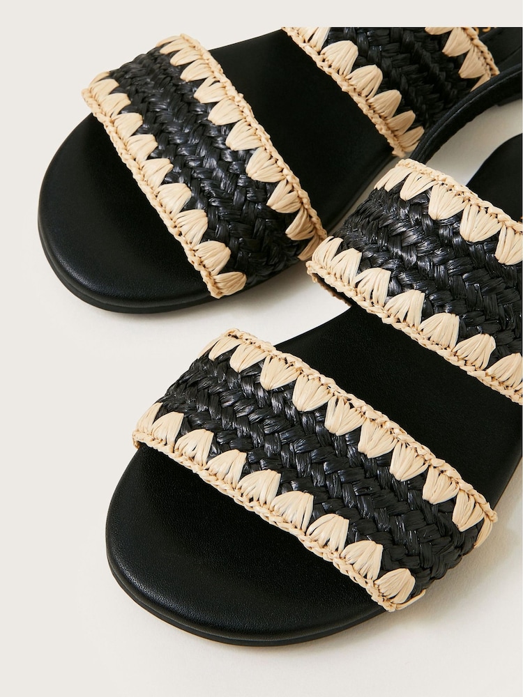 Monsoon Black Woven Whipstitch Strappy Sandals - Image 3 of 3
