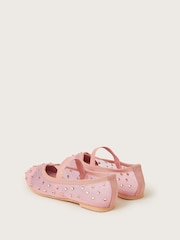 Monsoon Pink Diamante Mesh Ballet Flats - Image 2 of 3