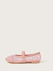Monsoon Pink Diamante Mesh Ballet Flats - Image 3 of 3