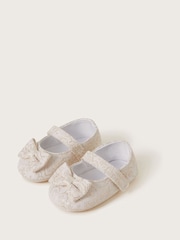 Monsoon Gold Baby Bow Jacquard Booties and Headband Set - Image 2 of 3