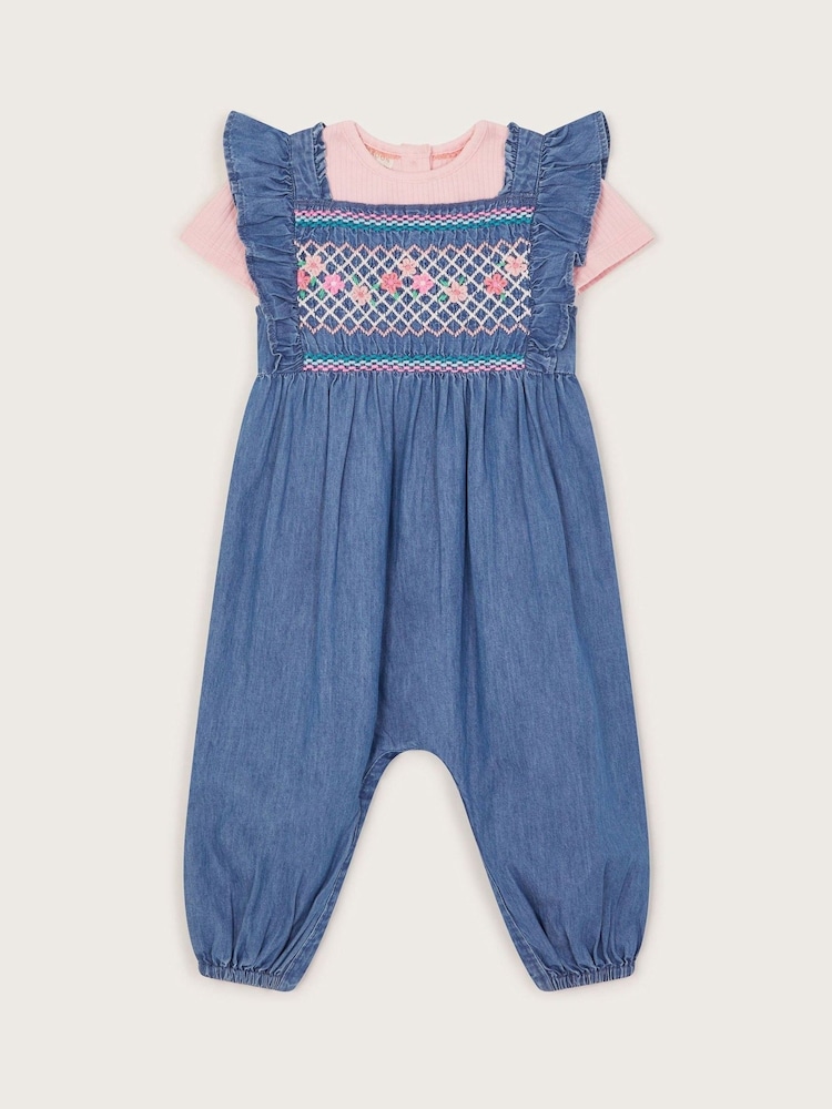 Monsoon Baby Chambray Embroidered Romper - Bild 2 von 4 Monsoon Baby Chambray Embroidered Romper - Bild 2 von 4