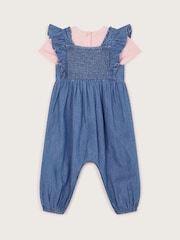 Monsoon Blue Baby Chambray Embroidered Romper - Image 3 of 4