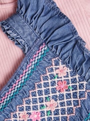 Monsoon Blue Baby Chambray Embroidered Romper - Image 4 of 4