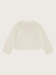Monsoon Natural Baby Floral Pointelle Knit 100% Cotton Cardigan - Image 2 of 3