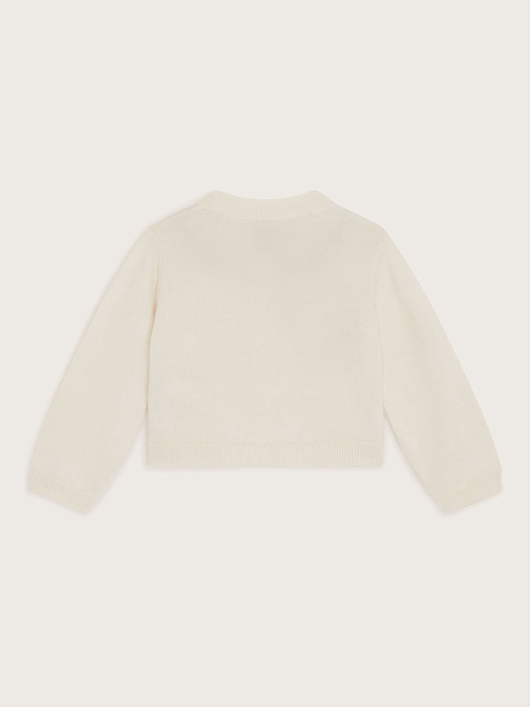 Monsoon Natural Baby Floral Pointelle Knit 100% Cotton Cardigan - Image 2 of 3