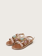Monsoon Pink Embellished Strappy Metallic Sandals - Image 1 of 3