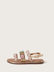 Monsoon Pink Embellished Strappy Metallic Sandals - Image 2 of 3