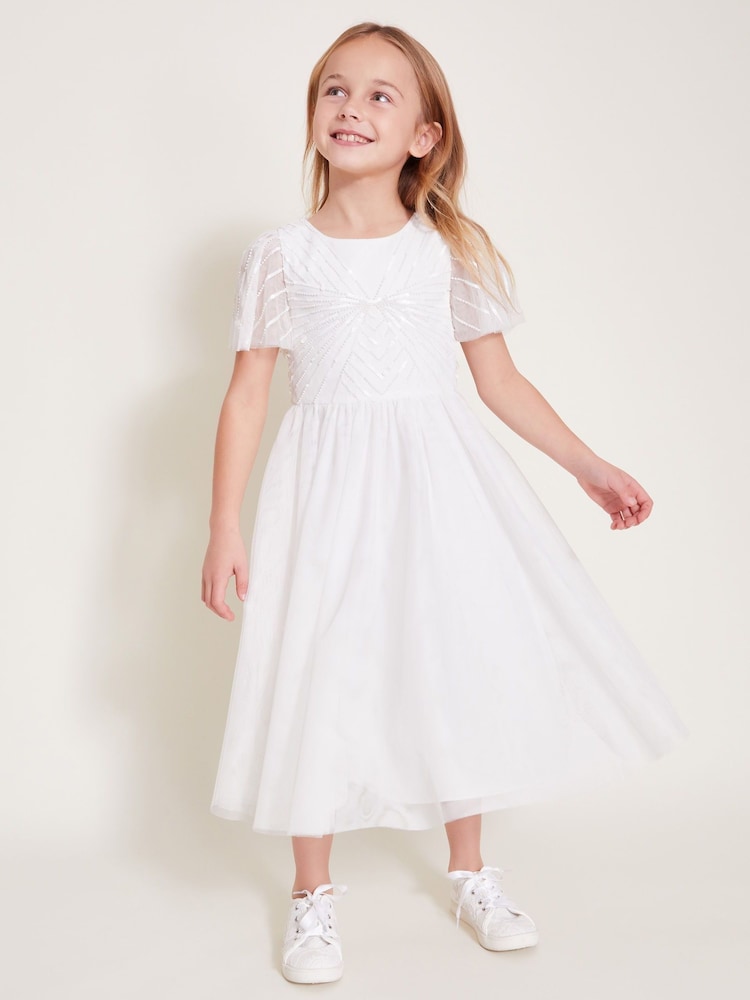 Monsoon Natural Sunray Embellished Dress - Image 1 of 4