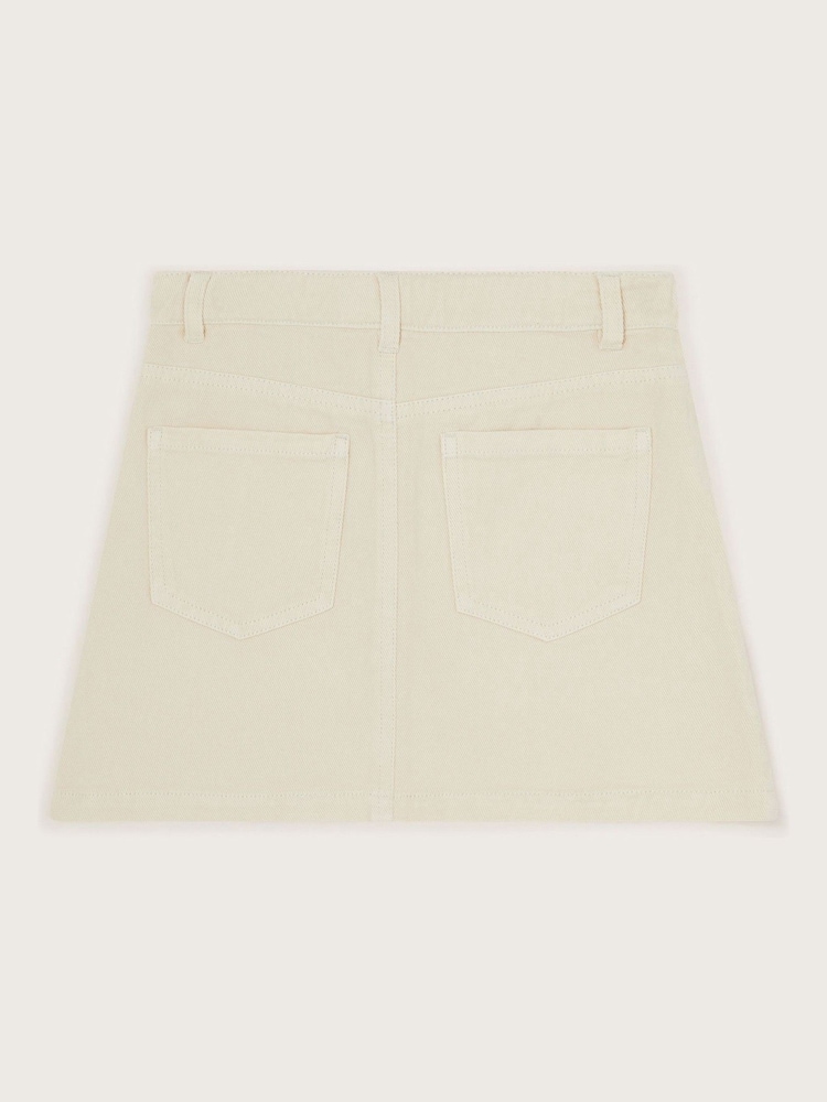 Monsoon Cream Tulip Embroidered Denim 100% Cotton Skirt - Image 2 of 3