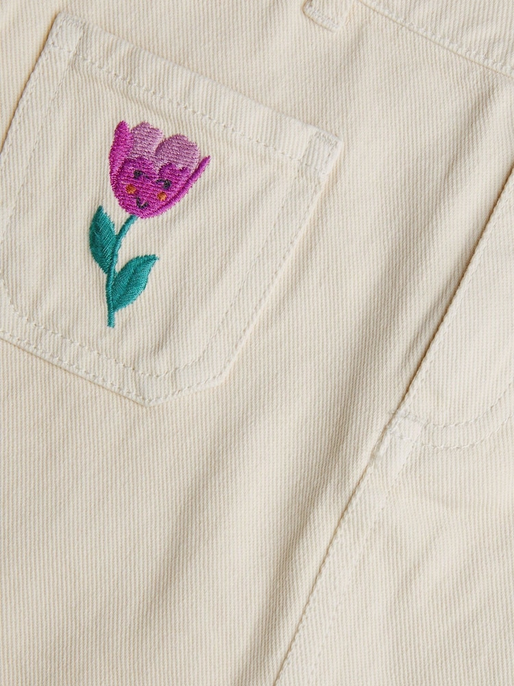 Monsoon Cream Tulip Embroidered Denim 100% Cotton Skirt - Image 3 of 3
