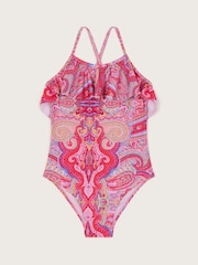 Traje de baño con volantes y estampado de cachemira de Monsoon - Imagen 1 de 3
