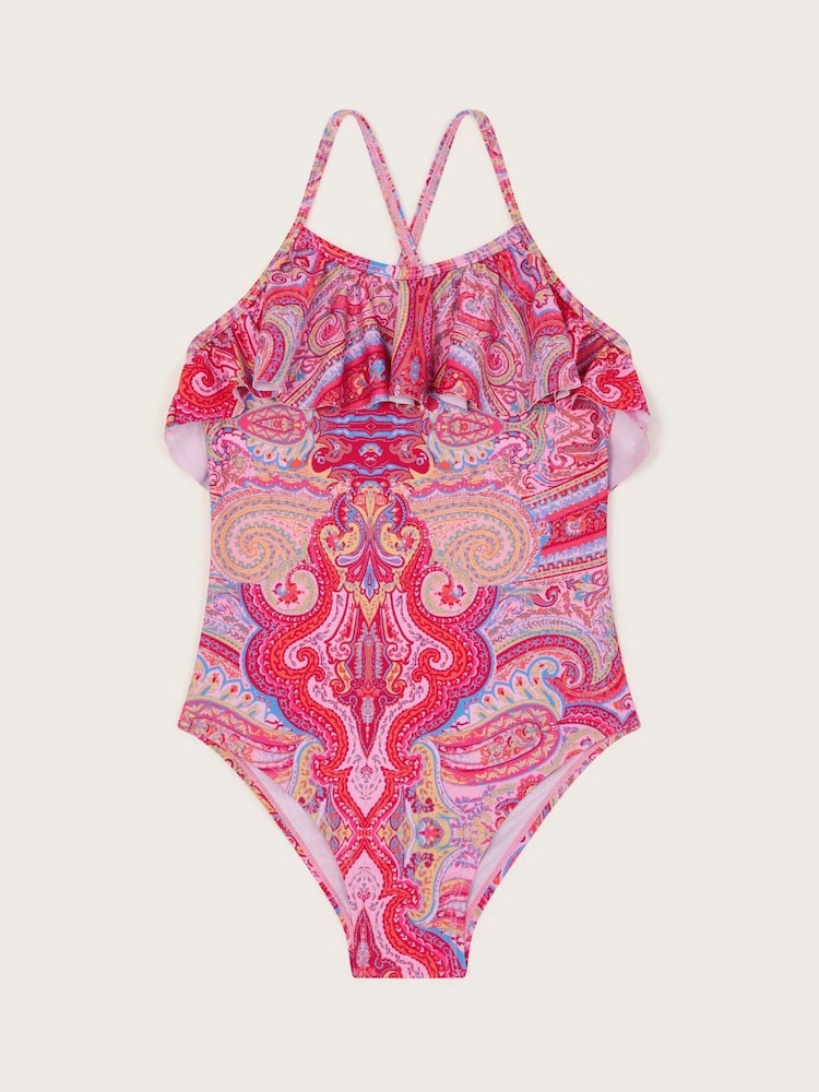 Traje de baño con volantes y estampado de cachemira de Monsoon - Imagen 1 de 3